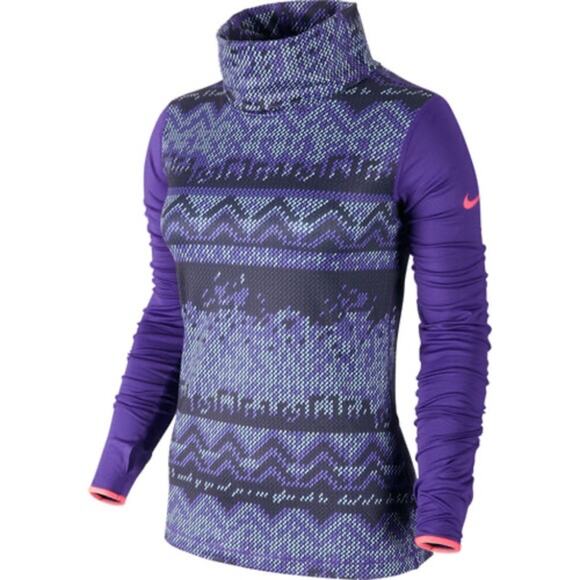 Nike Pro Nordic Infinity Hyper-warm Top Purple Sz S - Picture 1 of 16